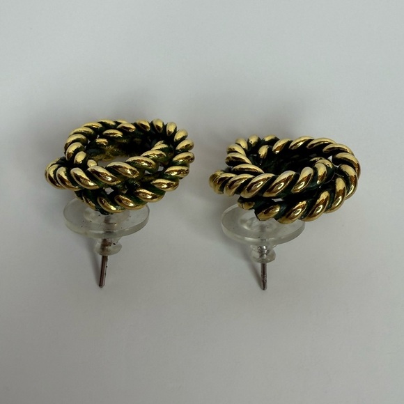 Gold and Black Twisted Rope Earrings - Picture 2 of 5